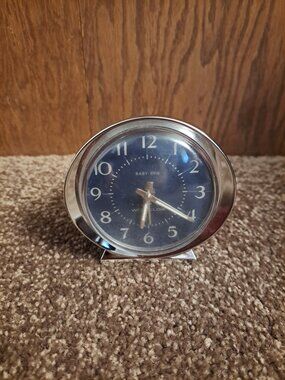 Vintage Westclox Baby Ben Blue&Silver Wind up Alarm clock with Luminous Hands